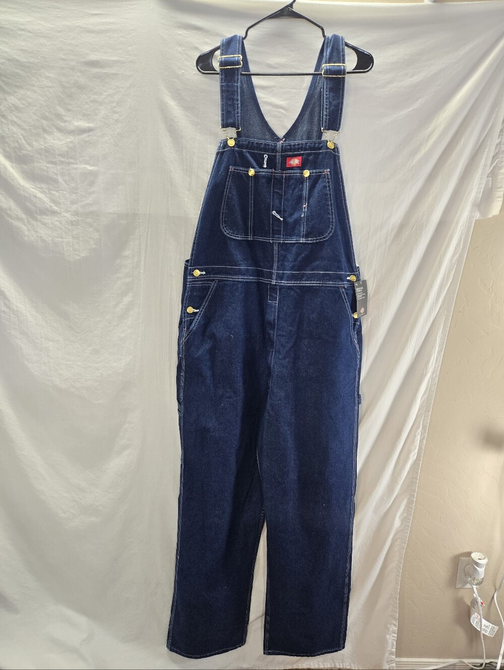 Dickies Men's Denim Bib Overalls 38x34 Blue New with Tags - Picture 1 of 4